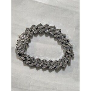 Mens Brand New 8 inch iced out heavy cuban monaco link bracelet with cz stones.
